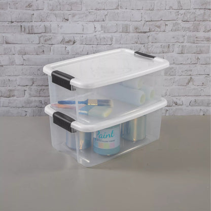 Sterilite 18 Qt Clear Plastic Stackable Storage Bin w/ White Latch Lid, 18 Pack - Growtochoice LLC