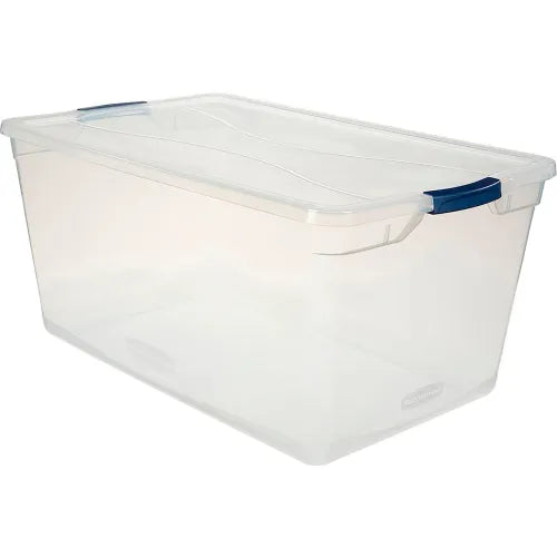 Rubbermaid Cleverstore Latching Storage Tote w/ Lid, 29"L x 17-3/4"W x 13-1/4"H, Clear, Polyethylene - Pkg Qty 4 - Growtochoice LLC