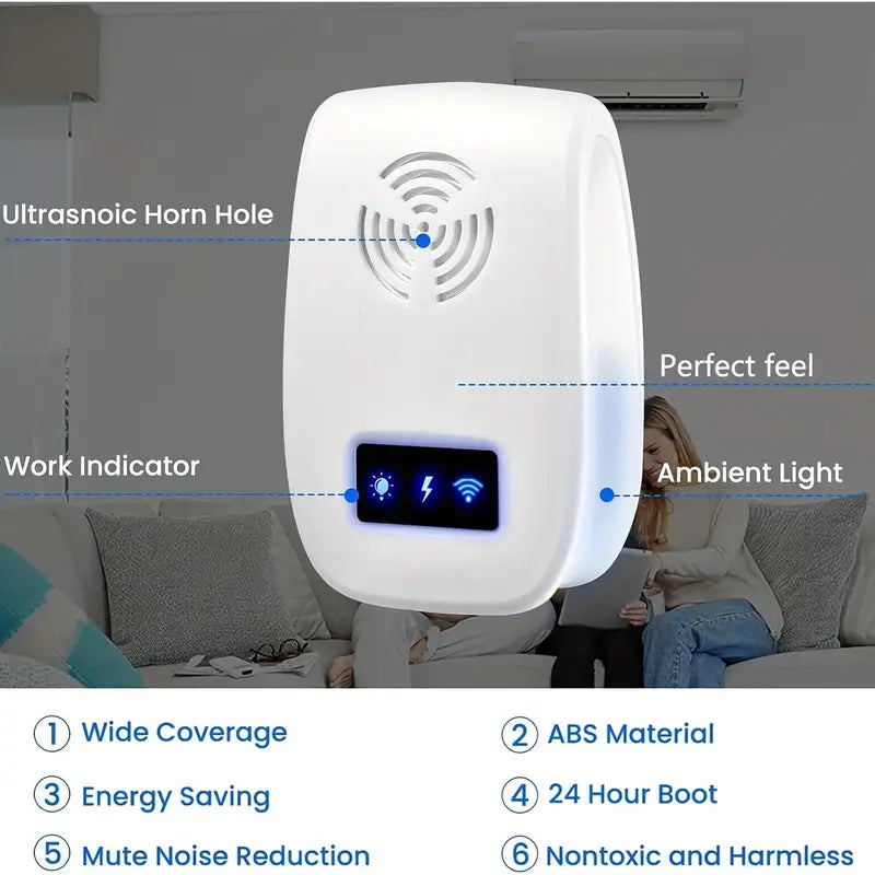 "Ultrasonic Pest Repeller 6-Pack, Electronic Plug-In for Mice, Roaches, Spiders, Ants, Flies & Bugs (White)" - Growtochoice LLC