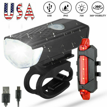 USB Rechargeable LED Bicycle Headlight Bike Head Light Cycling Rear Front Lamp Bike Light Rainproof USB Rechargeable LED bicycle Light - Growtochoice LLC