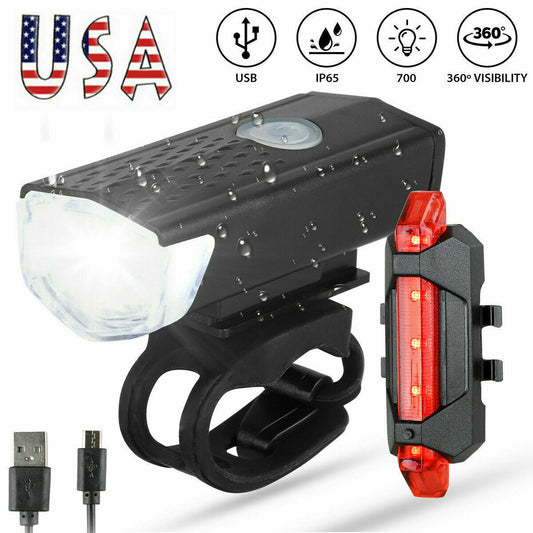 USB Rechargeable LED Bicycle Headlight Bike Head Light Cycling Rear Front Lamp Bike Light Rainproof USB Rechargeable LED bicycle Light - Growtochoice LLC