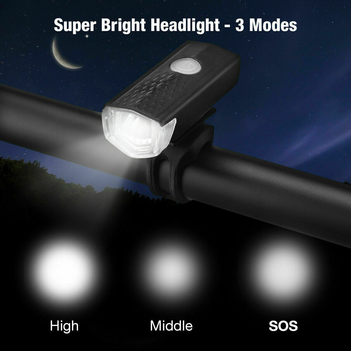 USB Rechargeable LED Bicycle Headlight Bike Head Light Cycling Rear Front Lamp Bike Light Rainproof USB Rechargeable LED bicycle Light - Growtochoice LLC