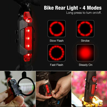USB Rechargeable LED Bicycle Headlight Bike Head Light Cycling Rear Front Lamp Bike Light Rainproof USB Rechargeable LED bicycle Light - Growtochoice LLC