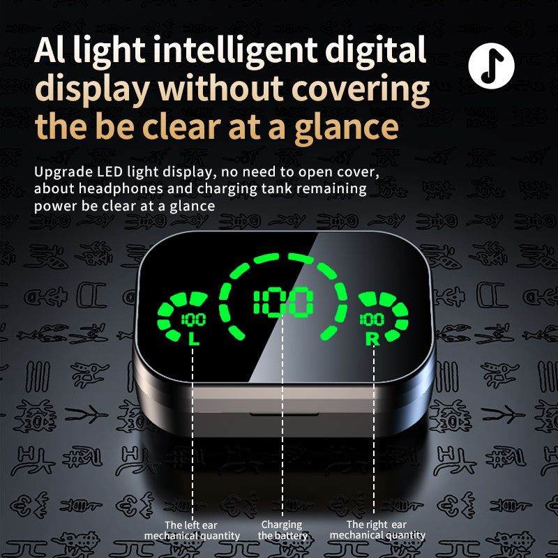 Wireless Bluetooth-compatible Headset TWS Large Screen Smart Digital Display In Ear Breathing Light - Growtochoice LLC