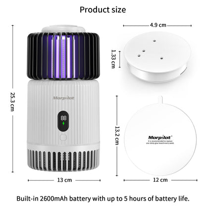 USB Indoor Bug Zapper: Morpilot Mosquito Trap for Gnats and Fruit Flies with UV Light, Rechargeable, Silent Fan, Sticky Glue Boards - Growtochoice LLC