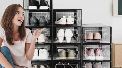12-Pack Transparent Stackable Shoe Storage Boxes