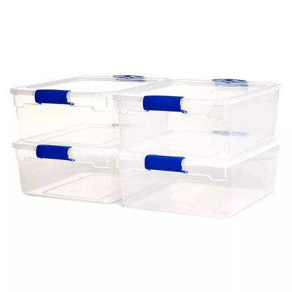 Homz 15.5 Qt Clear Stackable Storage Containers with Secure Lids, 4-Pack