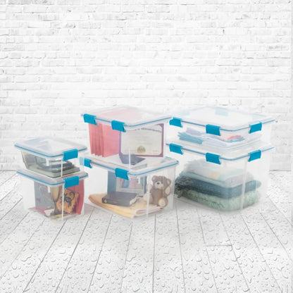 16-Pack Gasket Box, Weather-Resistant Storage Bins with Latching Lids, 32 Quart - Growtochoice LLC