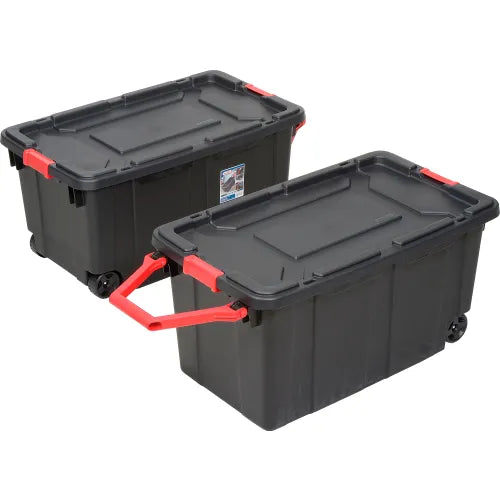 Wheeled Industrial Tote - Black/Racer Red 40 Gallon 36-3/4L x 21-3/8 W x 18 H - Pkg Qty 2 - Growtochoice LLC