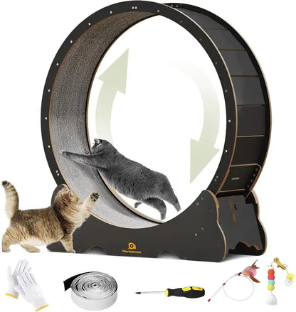 Large Cat Treadmill with Carpeted Runway – Exercise Wheel for Indoor Cats