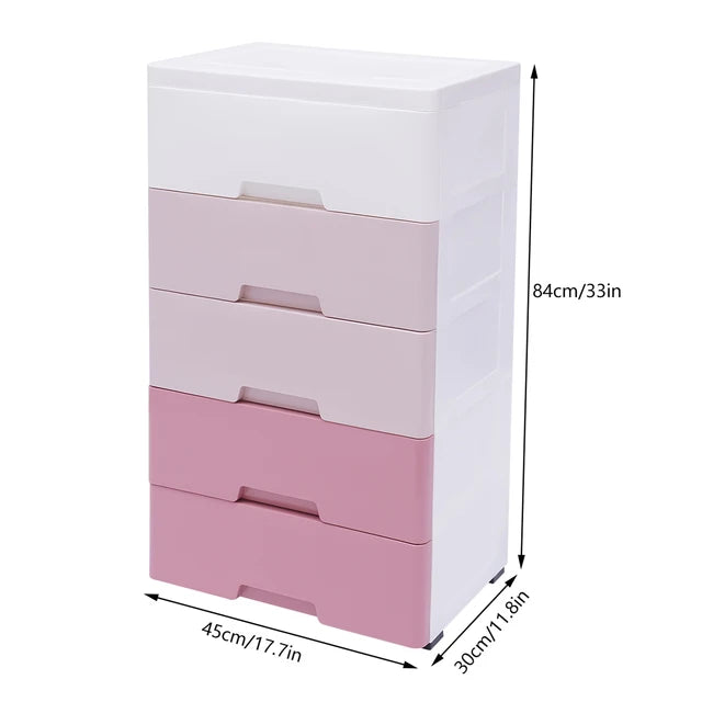 **Modern 5-Layer Pink & White Shoe Cabinet for Entryway**