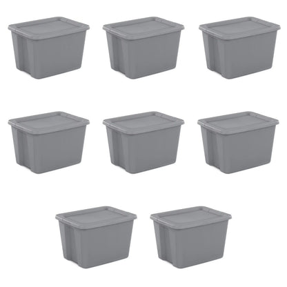 18 Gallon Tote Box Plastic, Set of 8 storage box closet organizer organizer box