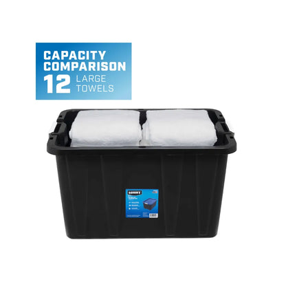 27 Gallon Heavy Duty Latching Plastic Storage Bin Container, Black, Set of 4, Strong and Durable, 28.90 X 20.50 X 16.50 Inches