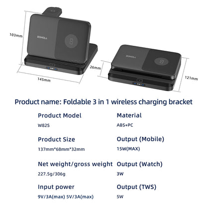 Foldable Wireless Charger 3 in 1 Station for Samsung Z Fold 3/Z Flip4