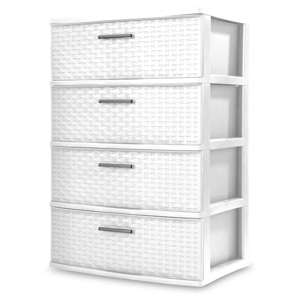 4 Drawer Wide Weave Tower Cement Storage Box home hanging clothes drawer
