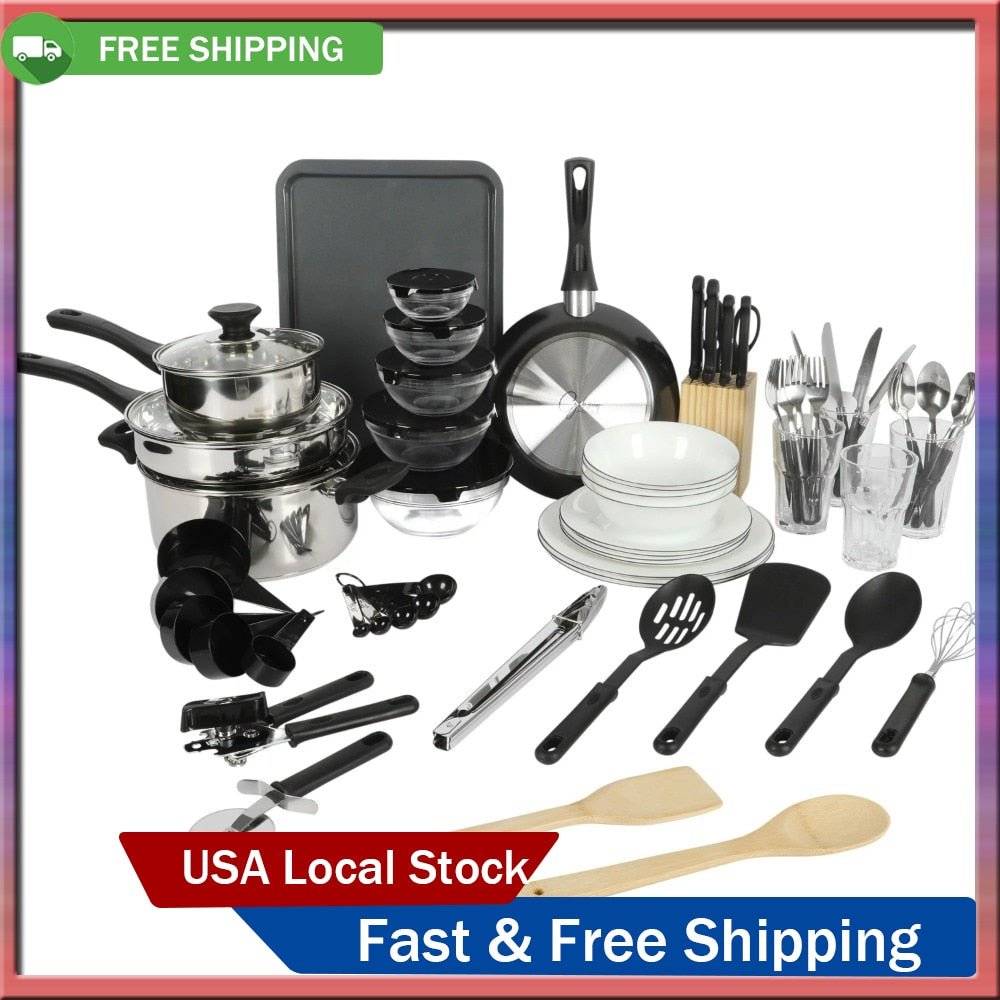 71-Piece Stainless Steel Silver Cookware Combo Set