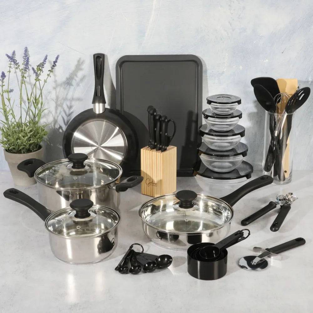 71-Piece Stainless Steel Silver Cookware Combo Set