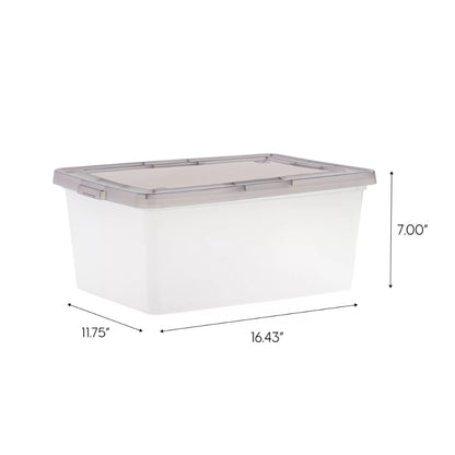 IRIS USA, 17 Quart Snap Top Clear Plastic Storage Box, Gray, Set of 8 storage box organizer box storage containers