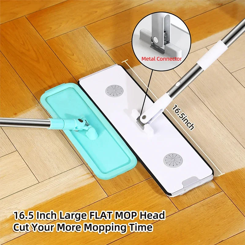 Mop With Bucket and Squeeze,Hand Free Flat Floor Mop and Bucket Multifunction Microfiber Mops Floor Cleaning with Bucket