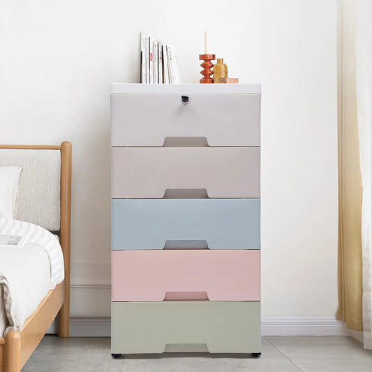 Plastic Drawers Dresser Storage Cabinet 5 Drawer Stackable Vertical Clothes Storage Tall Small Closet Home Furniture
