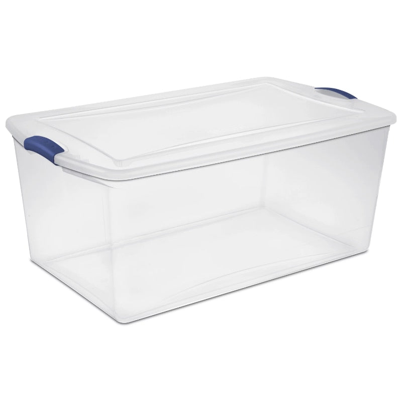 Sterilite 105 Qt. Latch Box Plastic, Stadium Blue, Set of 4 storage box organizer box storage containers