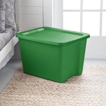 Sterilite 18 Gallon Tote Box Plastic, Elf Green, Set of 8