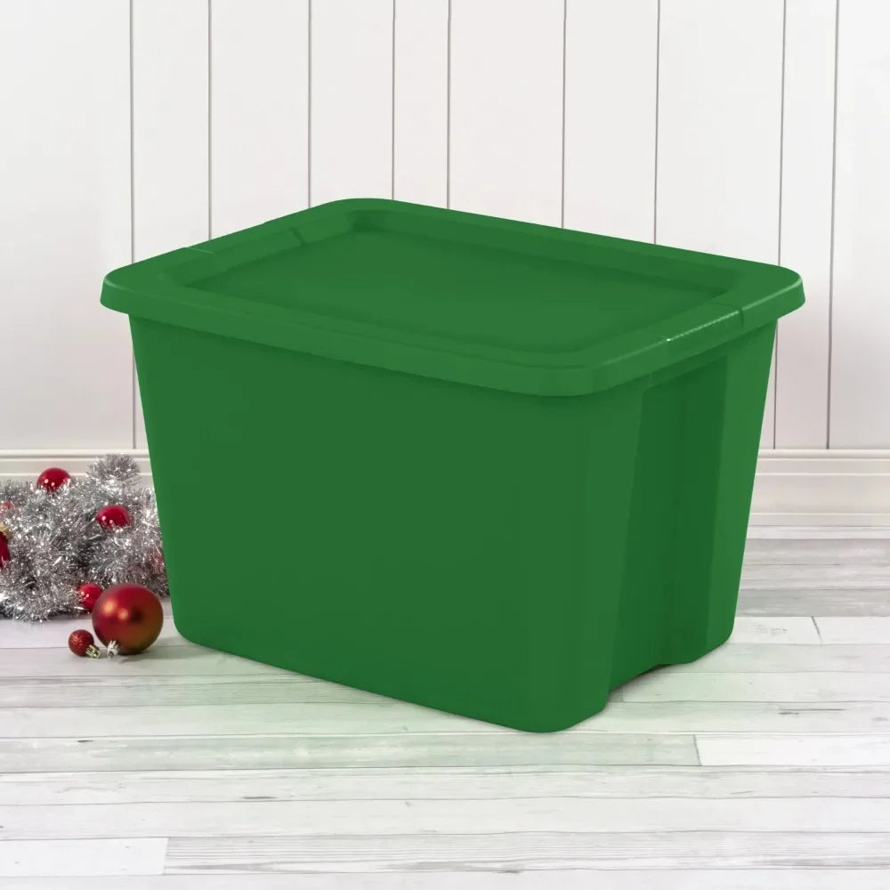 Sterilite 18 Gallon Tote Box Plastic, Elf Green, Set of 8