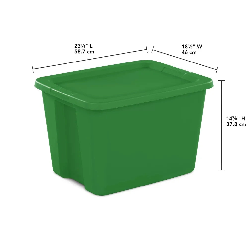 Sterilite 18 Gallon Tote Box Plastic, Elf Green, Set of 8