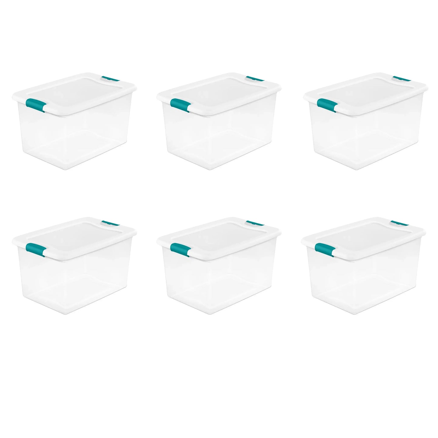 Set of 6 Sterilite 64 Qt. White Latching Plastic Storage Boxes