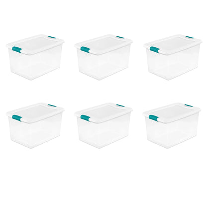 Set of 6 Sterilite 64 Qt. White Latching Plastic Storage Boxes