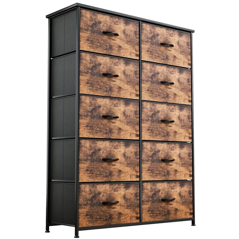 Tall 10 Drawer, Fabric Storage Tower-Organizer Unit for Bedroom, Living Room, Hallway, Closets & Nursery