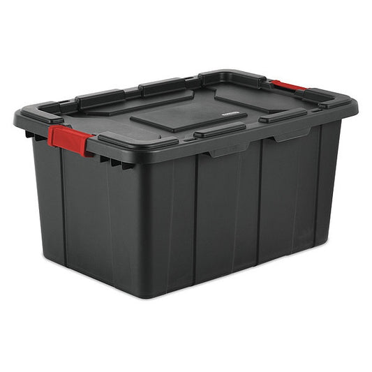 Storage Tote, Black/Red, Polypropylene, 30 1/2 in L, 20 5/8 in W, 15 1/4 in H