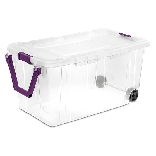 Storage Tote, Clear, Polypropylene, 36 3/4 in L, 21 3/8 in W, 18 in H, 40 gal Volume Capacity