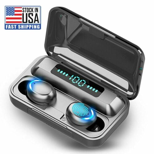 In-Ear Headphone Waterproof LCD Display Stereo Power Bank Mobile Phone Wireless Earbuds