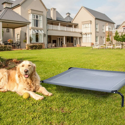 Elevated Pet Bed for Medium to Large Dogs | Durable Steel Frame | Breathable Textilene Mat | 88 lbs Weight Capacity | Dark Gray