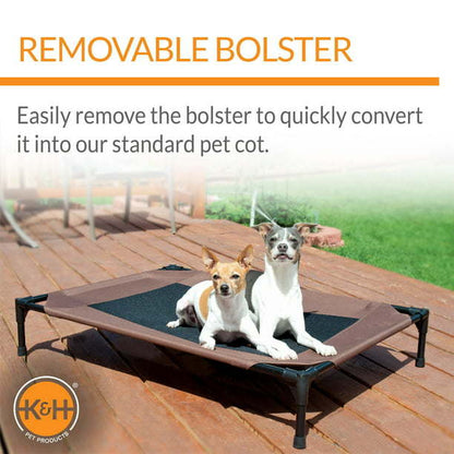 Original Bolster Pet Cot Elevated Pet Bed - Chocolate/Black Mesh - Large 30 x 42 x 7 Inches
