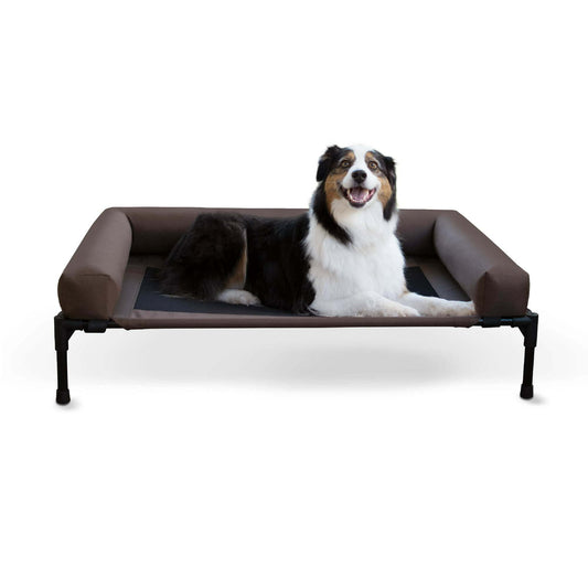 Elevated Pet Bed with in Chocolate/Black Mesh - Large Size 30 x 42 x 7 Inches