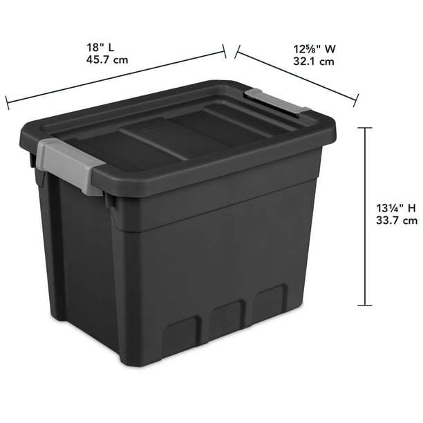 7.5 Gallon Stacker Tote Plastic, Black, Storage,Set of 6