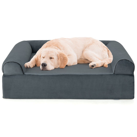 Enhance Pet Comfort with our Orthopedic Dog Bed - Memory Foam Pet Bed with Headrest, Perfect for Large Dogs.
