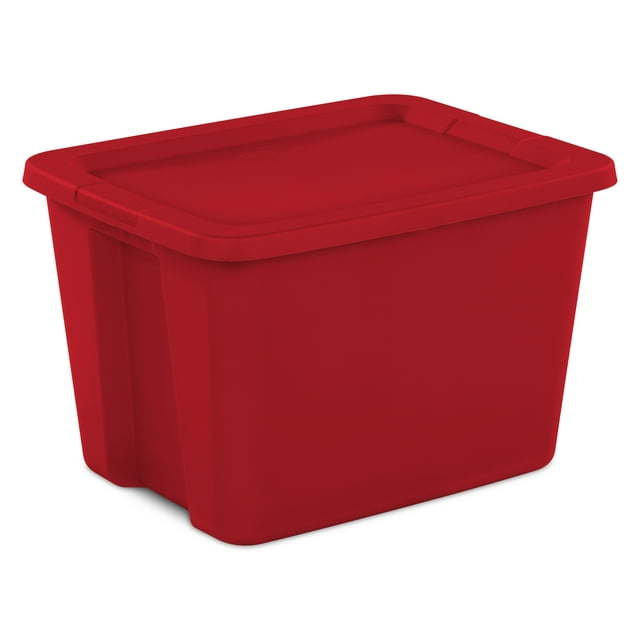 18 Gallon Tote Box Plastic, Infra Red, Set of 8