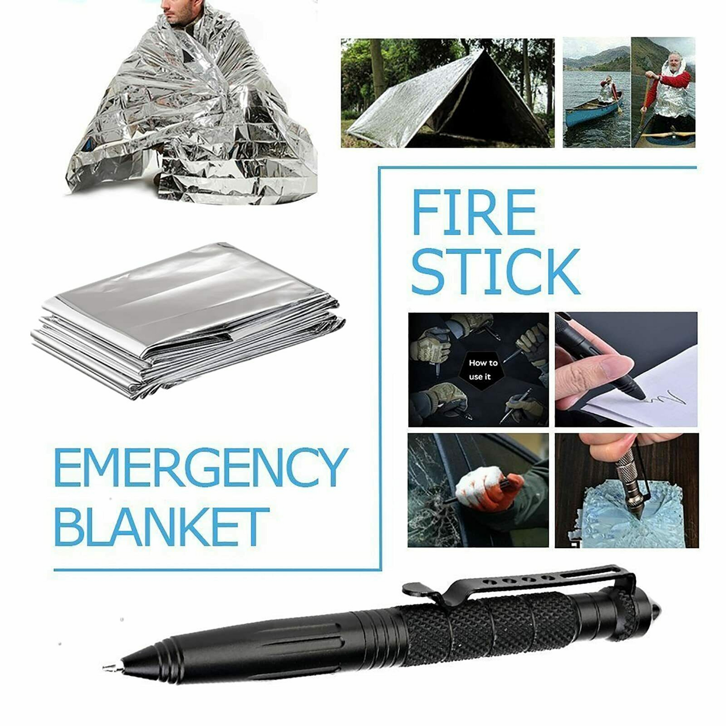 14-in-1 Outdoor Emergency Survival Kit - Camping, Hiking, Tactical Gear Case Set Box