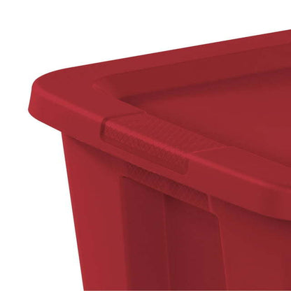 18 Gallon Tote Box Plastic, Infra Red, Set of 8