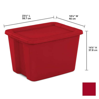 18 Gallon Tote Box Plastic, Infra Red, Set of 8