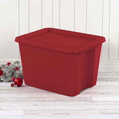 18 Gallon Tote Box Plastic, Infra Red, Set of 8