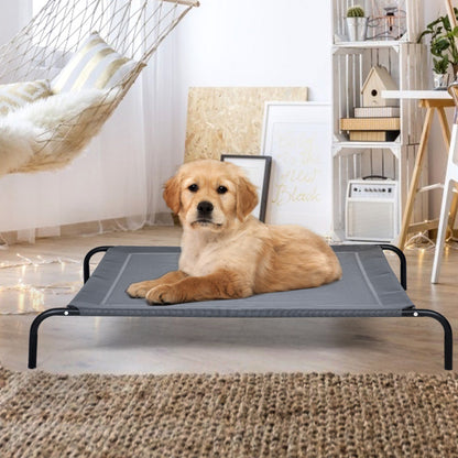 Elevated Pet Bed for Medium to Large Dogs | Durable Steel Frame | Breathable Textilene Mat | 88 lbs Weight Capacity | Dark Gray