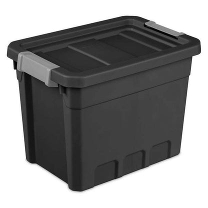 7.5 Gallon Stacker Tote Plastic, Black, Storage,Set of 6