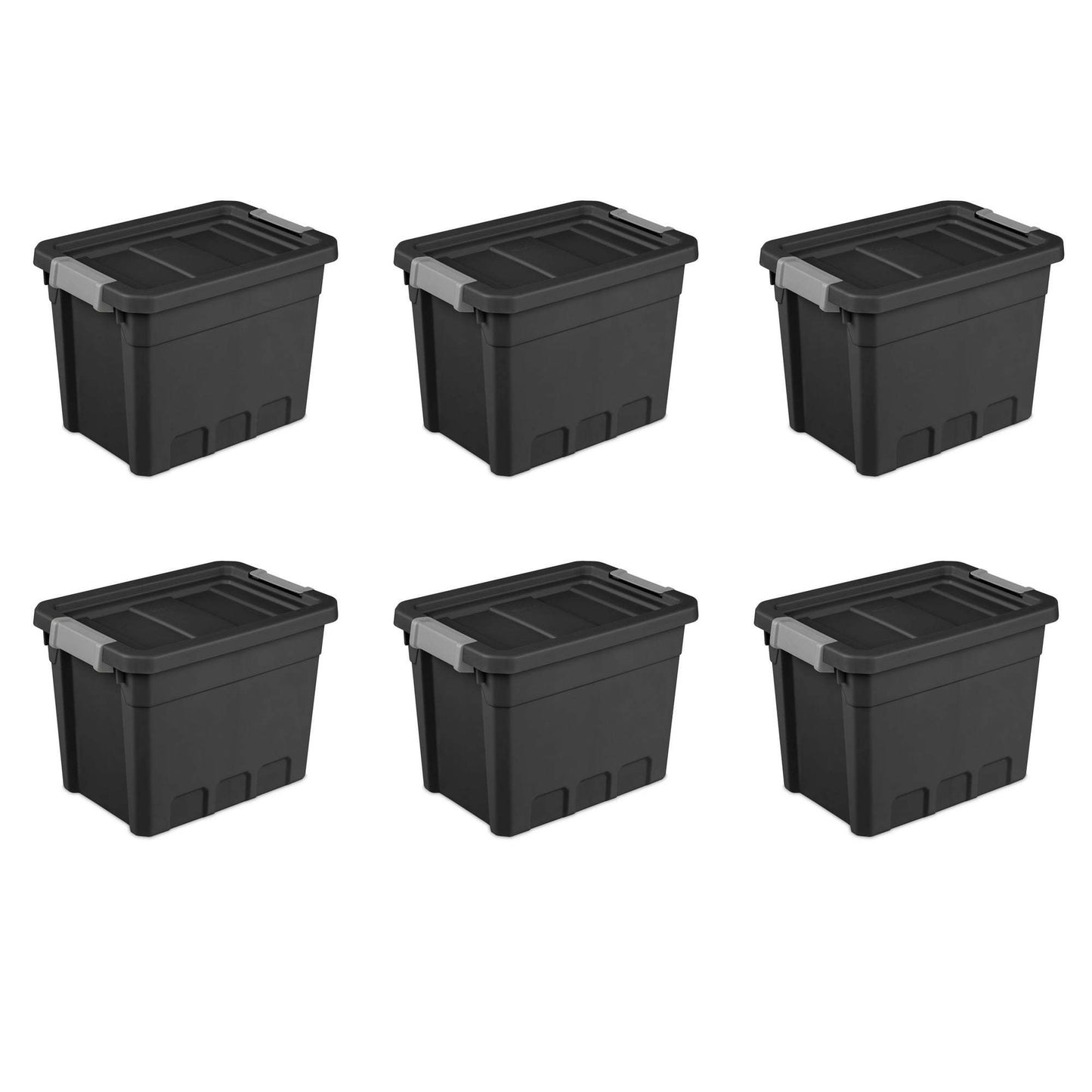 7.5 Gallon Stacker Tote Plastic, Black, Storage,Set of 6