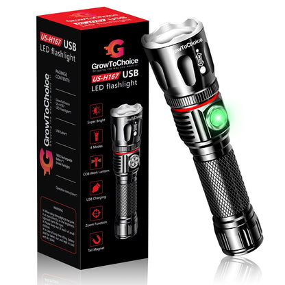 "NEW" Rechargeable LED Flashlight Camping Gear Must Haves - Tactical Flashlights with High Lumens and 4 Modes - Zoomable 1000 Lumen Waterproof Flashlight -Flash Light for Emergency, Camping, Hiking