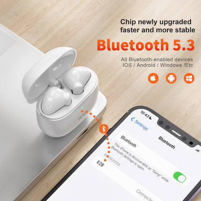 Wireless Earphones QERE E28 NEW TWS Bluetooth 5.3 HD Microphone HIFI Headphone 13mm Driver Low Latency gaming waterproof Earbud - Growtochoice LLC