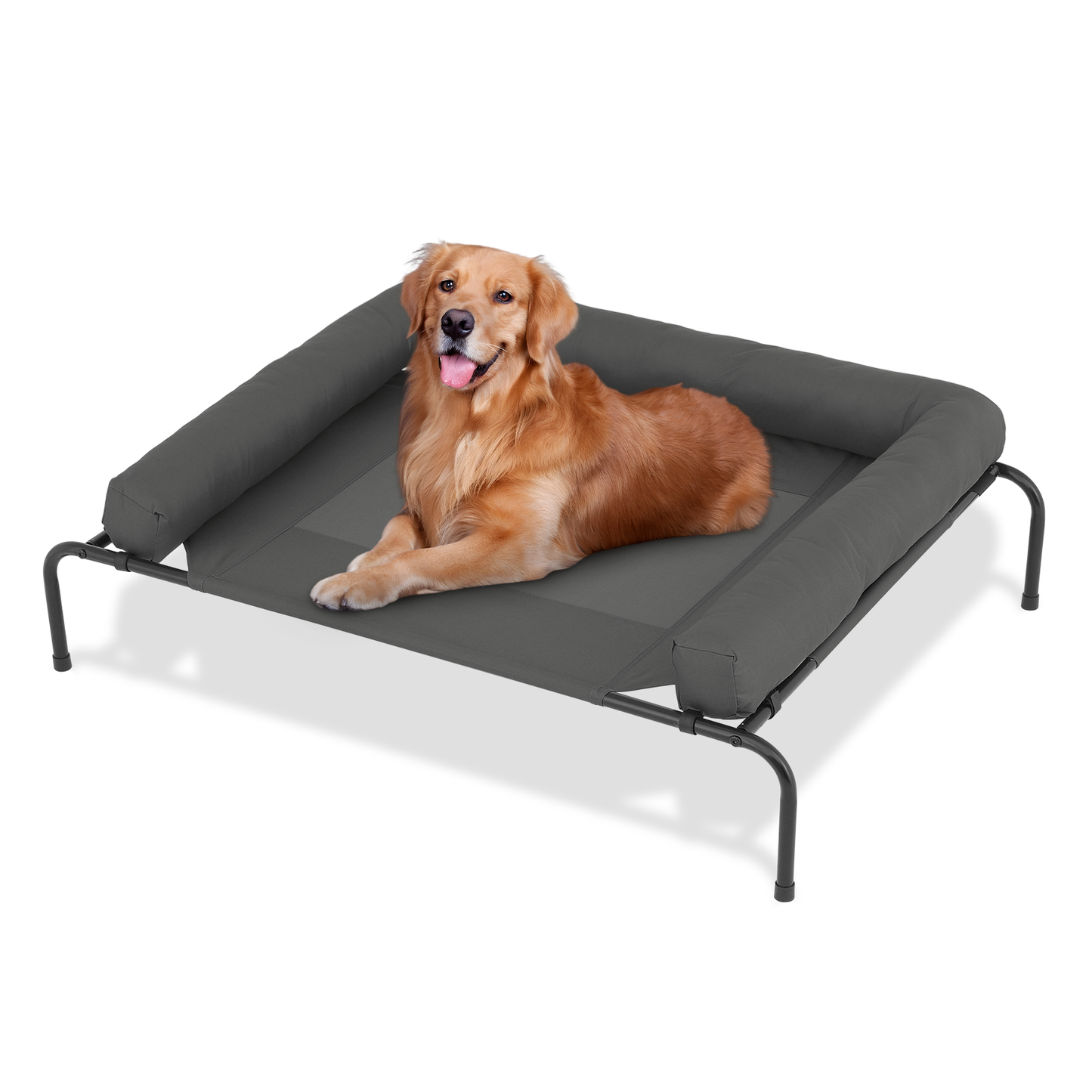 48"Breathable Elevated Cooling Dog Bed Non-Slip Raised Mesh w/Removable Headrest